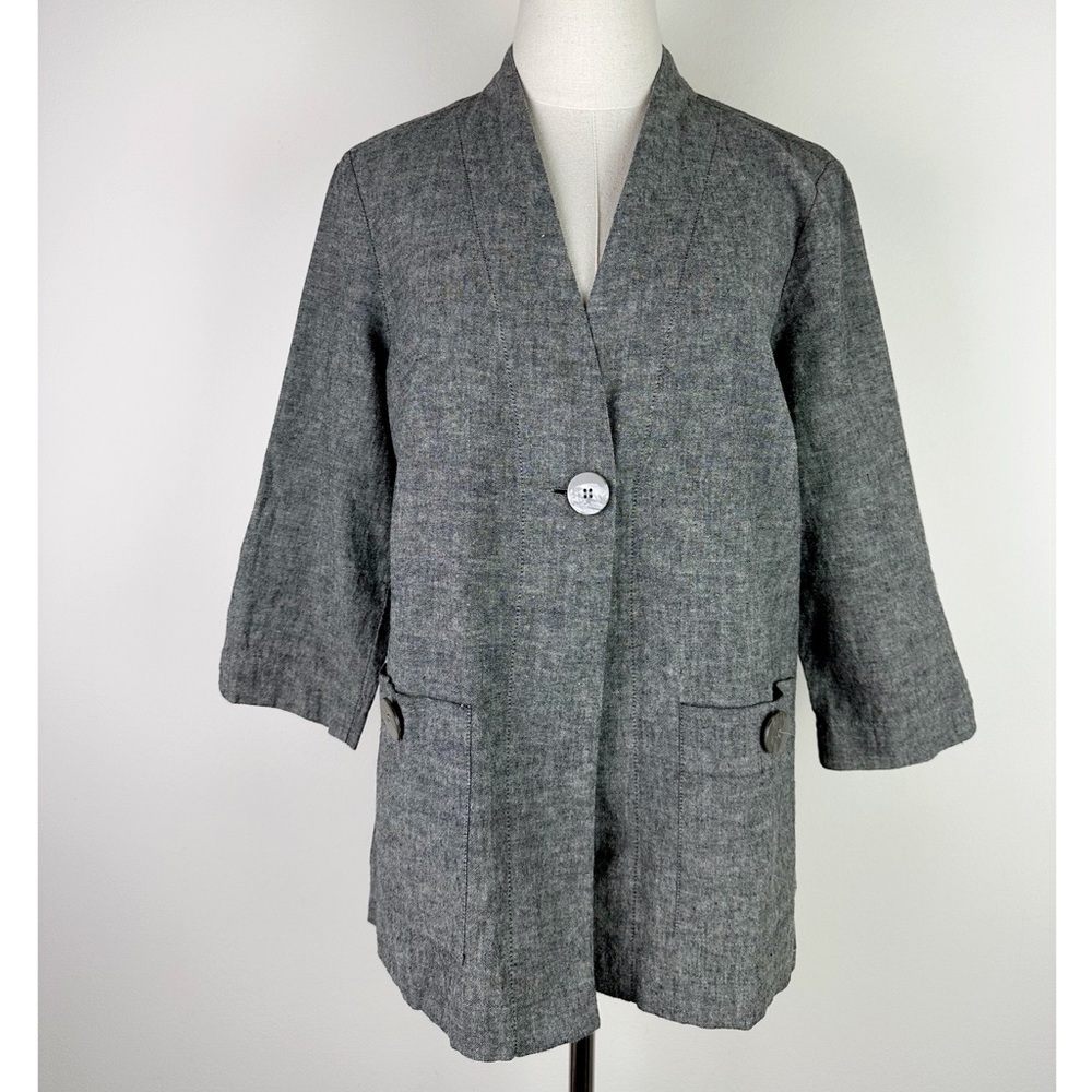 Norm Thompson Vintage Gray Linen-Blend Jacket